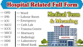 Medical Terms and Meaning  Hospital Related Full Form [upl. by Kelsey]