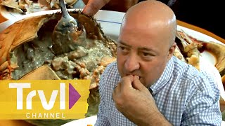 Trying Weird Seafood in the Middle of Spain  Bizarre Foods with Andrew Zimmern  Travel Channel [upl. by Girish]