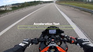 Aprilia Tuono V4 Factory 2021 Acceleration Top Speed Test German Autobahn 01000200100200 [upl. by Newmark]