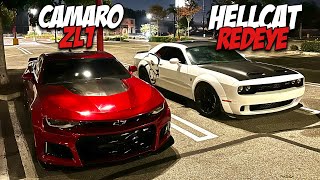 HELLCAT Redeye Races My TUNED Camaro ZL1 [upl. by Sire]