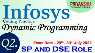 Q2 Infosys SP and DSE Coding Practice  Infosys SP Coding Question  Infosys Dynamic programming [upl. by Giwdul]