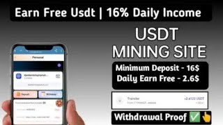 New Usdt Earning Site  USDT Mining Site 2024 Best Investment  Trx Usdt EarningWebsite [upl. by Analram]