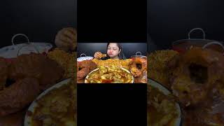 SPICY MUTTON FAT CURRY WITH 2 SPICY WHOLE CHICKEN CURRY AND CHICKEN HYDERABADI BIRYANI 🔥shortsasmr [upl. by Sedgewake]