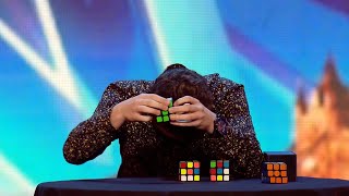 Watch Flavian solve three Rubik’s Cubes…BLINDFOLDED  Auditions Week 6  Britain’s Got Talent 2016 [upl. by Annael]