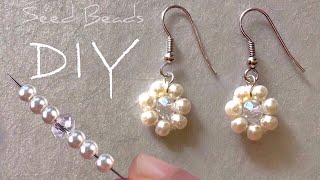 Easy Beaded Daisy Earrings Tutorial How to make Earrings with Beads [upl. by Grieve]