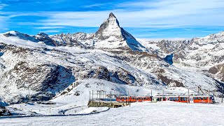 Riding the famous Matterhorn Railway from Zermatt to Gornergrat in Winter 🇨🇭❄️ [upl. by Auhsej]