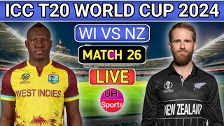 West Indies Vs New Zealand Live Match 26 T20 World Cup 2024  WI Vs NZ West Indies Cricket Live [upl. by Harms]