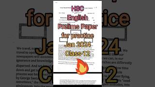 Class 12 HSC Maharashtra Board English Prelims Exam Paper pdf sample 2024 boards board2024 [upl. by Nadroj]