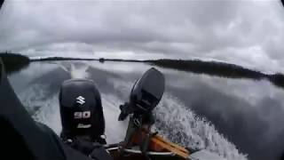 NorWest freighter canoe ride Reservoir Cabonga 2018 Suzuki DF90ATL Tiller Grégoire Sport [upl. by Annayrb370]