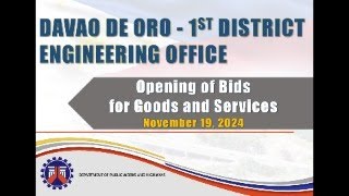 Procurement Livestream for DPWH Davao de Oro 1st DEO on November 19 2024 [upl. by Lupiv]