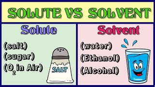 solute and solvent difference  Difference between solute and solvent solute vs solvent  chemistry [upl. by Tioneb]