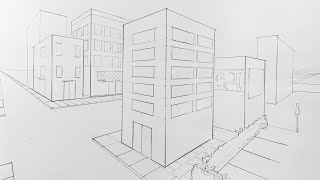 Drawing a cityscape in 2point perspective [upl. by Preuss]