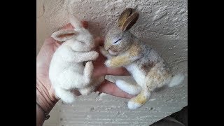 DIY Sleeping needle felting Wild Bunny Rabbit  The Wishing Shed asmr [upl. by Tnilk]