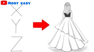 How to draw a girl Backside drawing  Easy drawing Step by step  girl drawing [upl. by Iarahs790]