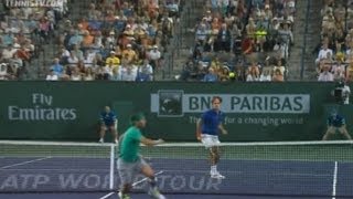 Federers Hot Shot DropperVolley Combination vs Nadal [upl. by Atilol]