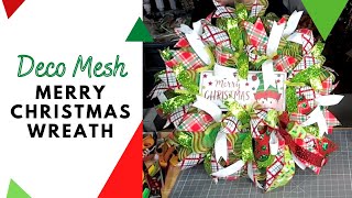 DIY Merry Christmas Deco Mesh Wreath  Holiday Wreath Ideas  DecoExchange Tutorial [upl. by Yorgen]