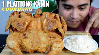 1 whole butterfly fried chicken  1 platitong kaninahaha  FILIPINO  PINOY MUKBANG [upl. by Dlanar]