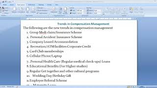 Recent trends in compensation Management [upl. by Nodnek]