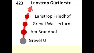 DSW21 Ansagen Bus 423 Grevel  Lanstrop [upl. by Nuawtna]