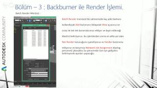 Autodesk Backburner 2015 Kullanımı Render FARM ve İş Yönetimi Webinarı [upl. by Aicemak320]