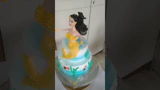 mermaid fish theme cake tutorial without founded [upl. by Suollecram]