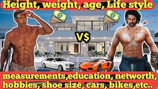 Hrithik Roshan vs Prabhas  Body composition Lifestyle Net worth cars bikes etc JH fitness [upl. by Vocaay408]