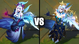 Snow Moon Morgana vs Dawnbringer Morgana Skins Comparison League of Legends [upl. by Leona]