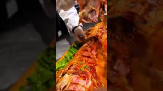 Fresh crispy roasted whole lamb golden in color and oozing with oildelicious shorts [upl. by Sulienroc]