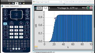 kumulierte Binomialverteilung im Histogramm am GTR TI NSPIRE [upl. by Bonnes]