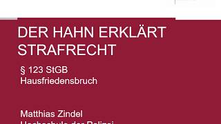 Der Hahn erklärt Strafrecht  § 123 StGB Hausfriedensbruch [upl. by Syd]