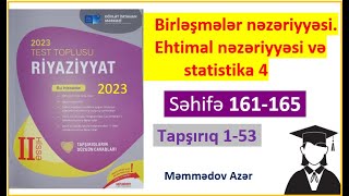 Ehtimal nəzəriyyəsi və statistika1Riyaziyyat test toplusu 2023 2ci hissə [upl. by Ellerd638]