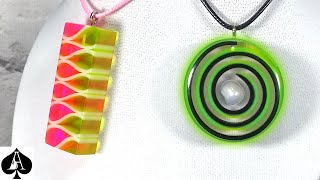 Two Ways to Make Epoxy Resin Ribbons and Using Them to Make Jewellery Pendants  They Can Even Glow [upl. by Emmalee]