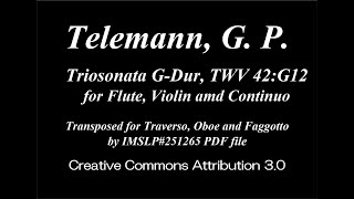 Telemann G P  Triosonata GDur TWV 42G12 Trv Ob Bsn [upl. by Jonette7]