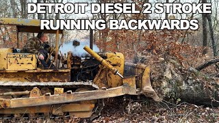 Detroit Diesel 2stroke running backwards 1950’s bulldozer accidentally restarted running backwards [upl. by Washburn]