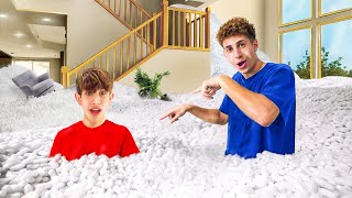 I Filled My Brothers Entire ROOM With Packing Peanuts [upl. by Jacquelynn]