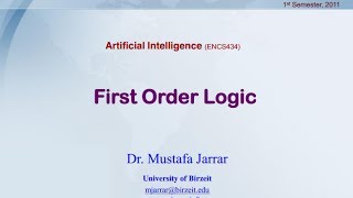 First Order Logic [upl. by Studdard119]