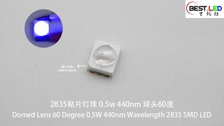 Domed Lens 60 Degree 05W 440nm Wavelength 2835 SMD LED [upl. by Fabri629]