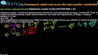 Zadania z fizyki  frm100  Naładowana cząstka 9 pkt STYCZEŃ 2005  A2  Matura z fizyki [upl. by Thevenot]