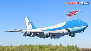 AMAZING Russian Mikoyan MiG29 escorts AIR FORCE ONE BOEING 747 Demo [upl. by Herrle]