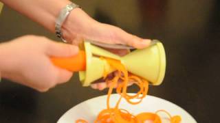 Brieftons Spiral Slicer Demo  How to Make Carrot Spirals With The Brieftons Spiralizer [upl. by Ayikaz]