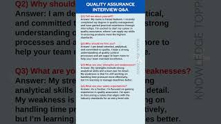 Quality Assurance Interview Questions and Answers [upl. by Peri]