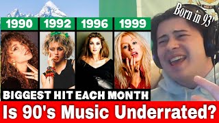 American Reacts Most Popular Song Each Month in the 90s [upl. by Salohci902]