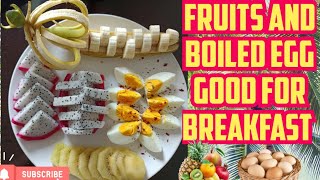 FRUITS AND EGGS FOR SIMPLE BREAKFAST food cutting fruits carving trending viralvideo healthy [upl. by Sdlonyer]