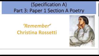 Analysis of Remember by Christina Rossetti [upl. by Ssitruc]