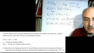 Mathematik Matura BRP BAfEPBASOP Jan23 1a KAFFEKAPSELN Kostenfunktion [upl. by Olumor771]