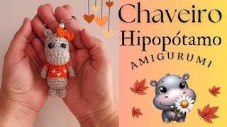 chaveiro amigurumi HIPOPÓTAMO 🦛 de crochê  passo a passo 🩶🧡 [upl. by Anawt]