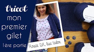 TUTO PREMIER GILET avec aiguilles circulaires  tricoter le gilet Rosée DK  matériel amp échantillon [upl. by Onder]