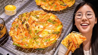 CRISPY Korean Vegetable Pancake 🥞 The TRENDING way to eat your veggies [upl. by Ahsinauj601]