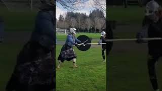 Spear vs Axe n Shield Sparring vikings viking shieldmaiden shieldwarrior [upl. by Ennovihs543]