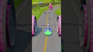 Small Cars amp Speakermans Going VS Bollard Barbie AND Giant Chain Crush in BeamNGdrive [upl. by Bromleigh]